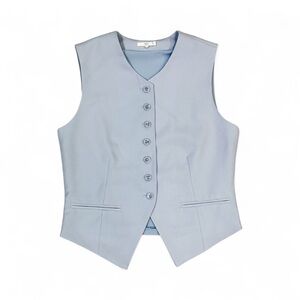 NWT NIA Sleeveless Button-Down Vest – Light Blue & White (XS)